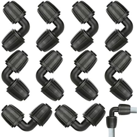 10 Stykker Mikro Dryppsystem L-Kobling - 1/2 " Tilkobling, Universell, Kraftig og Holdbar Vinkel Hageslangekobling for