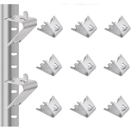 12 stk. fryseskabshylder klips rustfrit stål køleskabshylde støtte kommercielle køleskabshylde klips 1,5 mm tykkelse fryseskabshylde beslag sølv køler