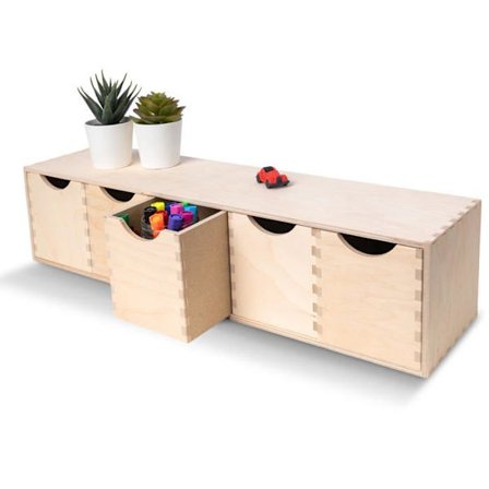 Lille Kommode Kreativ Deco 5 Skuffer Opbevaring Skrivebord Træ 57x13x13 cm