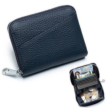 Estävä nahkainen vetoketjullinen korttilompakko luottokorttikotelo