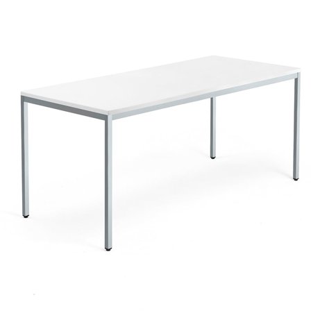 Skrivbord QBUS, 4-bensstativ, 1800x800 mm, silver, vit