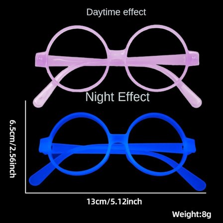 5 st Lysande Glasögon Självlysande Glasögon LILA RUND RUND