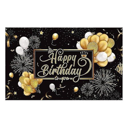 Bursdagsbanner med glitterballonger, fyrverkeri, skilt og plakat - Fotobakgrunn for bursdag