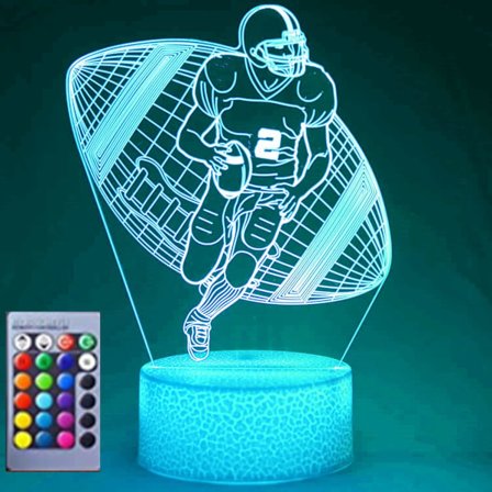3D Rugby-jalkapallo Yövalo Led-koriste Pöytä Työpöytä Optinen Illuusio Lamput 16 Väriä Vaihtavat Valot LED-pöytälamppu Joulu Koti Rakkaus Syntymäpäivä