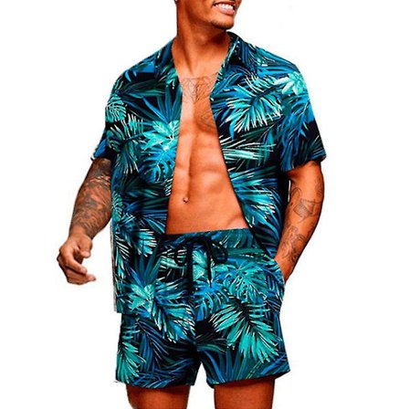 Herre Hawaii Blomster Skjorter Korte Bukser Sæt Sommer Strand Ferie Casual Kortærmet Toppe + Shorts Outfit
