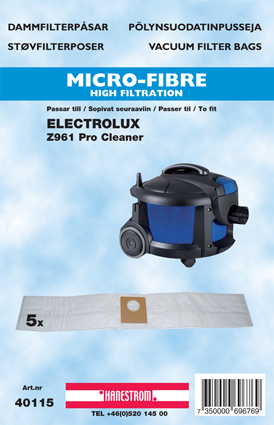 HANESTRÖM Dammsugarpåsar Hanestrom Electrolux Z961 5P
