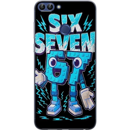 Yhteensopiva Puhelinkuori Huawei Huawei P smart Lelukas sininen kuvaus numeroilla Six Seven retro-arkadityyliä vahvalla typografialla ja graafisella