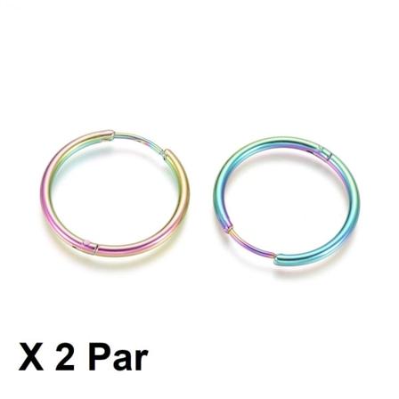 2 paria 25 mm Hoops-korvakoruja Rainbow 316L kirurgista terästä