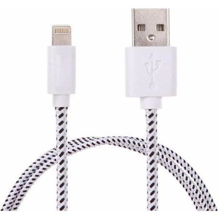 Flätad Kabel - APPLE - iPhone 6/6S - 1m - USB - Lightning-kontakt - Vit