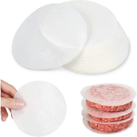 Burgerpapir Sæt med 500 Ark Rundt Bagepapir 11 cm Vokspapir, Non-Stick Separationspapir til Hamburgerpresser, Frikadeller, Bøffer, Stea