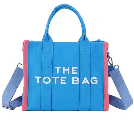 Canvas Tote Bag för kvinnor Resväska Handväska med Blå KLB