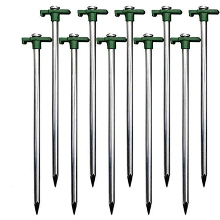 10x Stålteltstenger - Holdbare lange plugger med plastramme for C