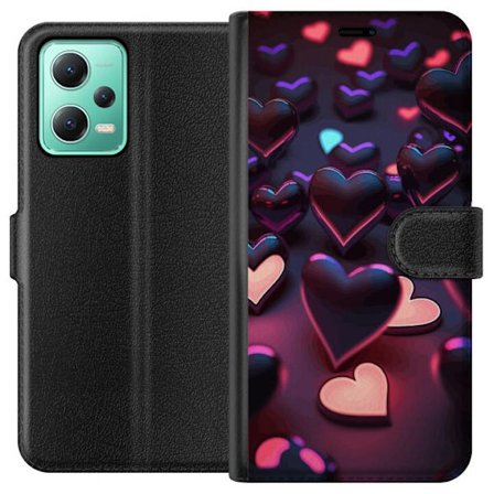 Yhteensopiva Lompakkokotelo Xiaomi Xiaomi Redmi Note 12 KeskiyönSydämet