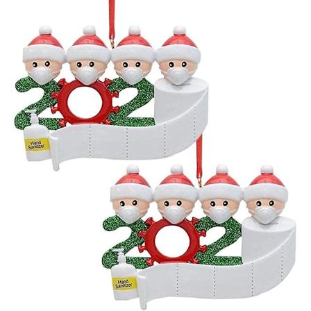 2 st Julgransdekorationer för karantän, dekoration med tomtemask, julgranspynt-set