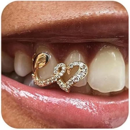 Gullgriller for tennene dine Grillz for kvinner Menn Gull Tannhette Tenner Grillz for kvinner Gyldne tannsmykker Utgravd hjerte Munn Griller Hip Hop