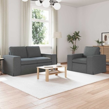 Soffa 120cm 2 pcs Mörkgrå Metall