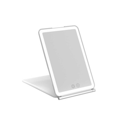 LED Hopfällbar Sminkspegel: Portabel, Laddningsbar, Dimbar med Touchkontroll och 3 Ljuslägen