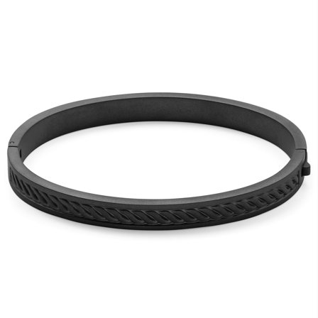 Bracciale rigido Arie con struttura a corda nera per uomini - Bracciali rigidi