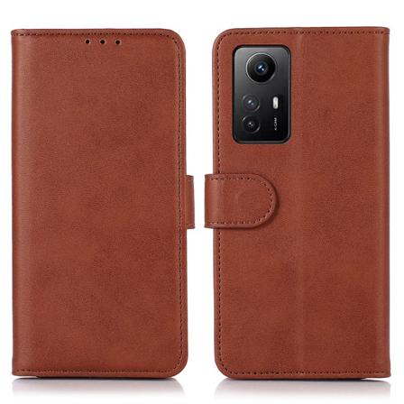 För Xiaomi Redmi Note 12s 4g Pu Läder Plånbok Case Fodral Kohud Texture Magnetisk cover Brown