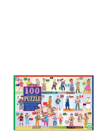 100 Piece Puzzle - Children Og The World Patterned Eeboo
