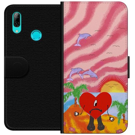 Kompatibelt Lommeboketui til Huawei P smart 2019 Bad Bunny i en fargerik quiltet jakke med hjertemønster og solbriller i moderne gatestil