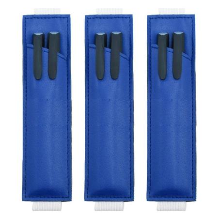 3 stk pennholder, pennal, lærtilbehør, elastisk, mørkeblå