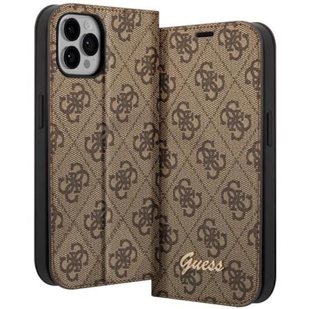Luksus cover til iPhone 14 Pro Max Elegant design kortholder 4G Guess Pattern Brown kastanj