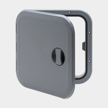 Kontrolní poklop CAN-SB Europa, obdélníkový, 373 x 373 mm, s otočným uzávěrem, šedý (RAL 7046)