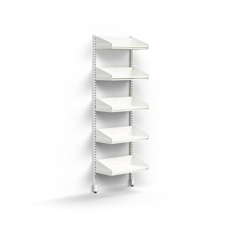 Garderobenelement ENTRY mit 5 Schuhablagen, Grundmodul, wandhängend, 1800 x 600 x 300 mm, weiß