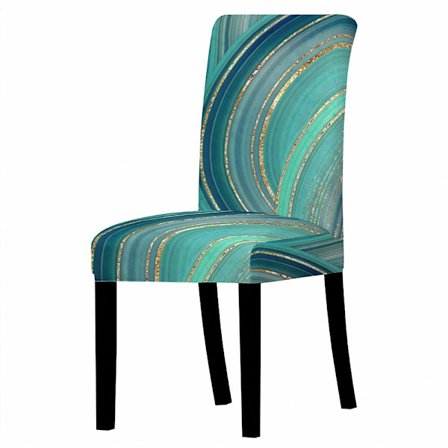 3D Marmor Stolstoltrekk Sett med 2 Stretch Stolstoltrekk, Universal Fjernbar Vaskbar Stolstoltrekk Elastiske Trekk(Peacock Blue, 2 Stykker)