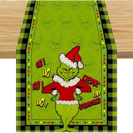 Linneduk Grön Jul Bordslöpare God Jul Bordsduk Jul Jul Vinter Semester Hem Kök Matsal Bordsdekorationer