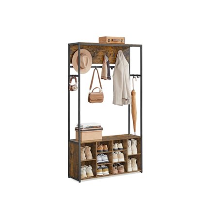 Rootz Clothing Rack - Garderobsarrangör - Shoe Shelf - Vintage Style - 32x100x180cm - Stylish Storage Solution