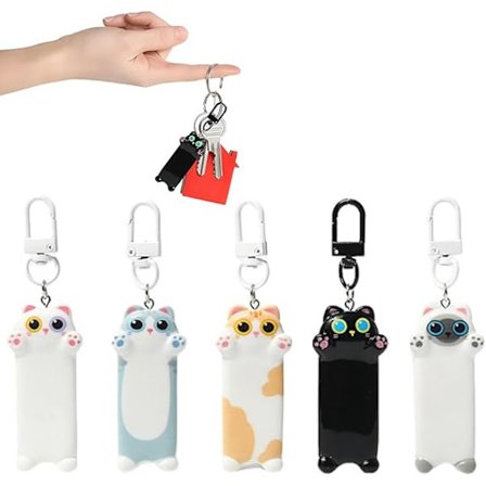 5 stk. Mini Søt Katte-Nøkkelring, for Dame Ryggsekk Nøkkelringer, Veske-Sjarm Katteelskere Gave, Dekorative Nøkkelringtilbehør