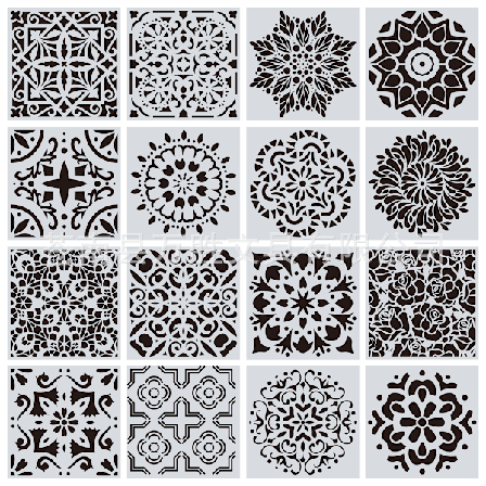 Gjenbrukbare sjablonger - Mandala sjablonger for DIY veggkunst og scrapbooking (16 stk)