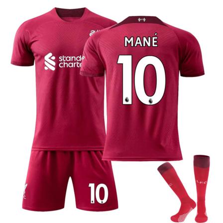 Mane #10 M.Salah #11 Jersey Fotboll Sportkläder Worls Cup Set Röd 22/23 Hemma Fotbollsträning Kit för Barn Pojkar Träningsoverall Set Tröjor Sommar #