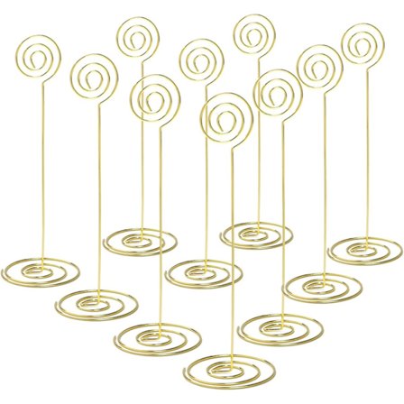 Guld 10 st 22 cm Höga Bordskorthållare Bordsnummerhållare Bordsbildställ Tråd Fotohållare för Placeringskort Bröllopsfest Kontorsskrivbord Namn Memo