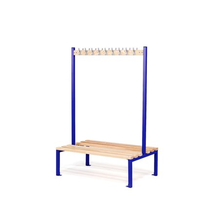 Double bench + hook rail ELITE, 18 hooks, 1200x760x1800 mm, dark blue