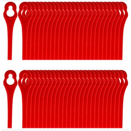 Kampanj 100 st ersättningsplastblad för gräsklippare, blad för sladdlös grästrimmer, ersättningsblad för trädgårdsgräsmattor (