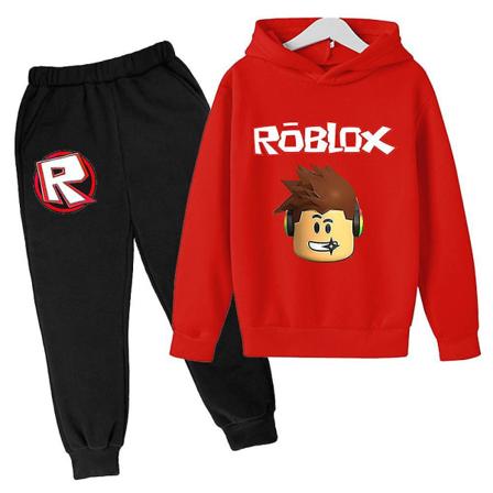 Roblox-trykt langærmet hettegenser + bukse til barn, gutter og jenter, 7-14 år Red 13-14 Years