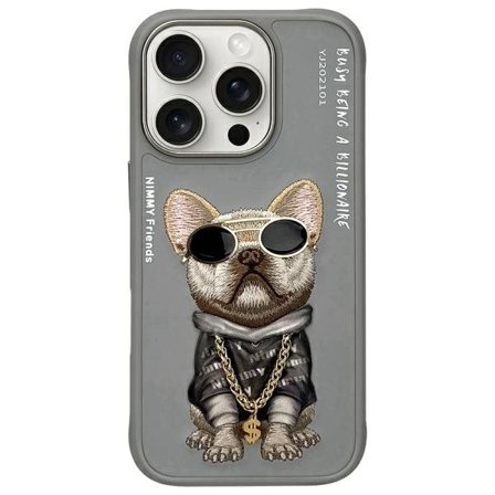 Nimmy Glasses Cool Dog-etui for iPhone 16 Pro Max - Grå