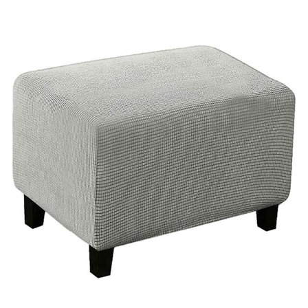Mjuk Polyester Stretch Rutig Jacquard Ottoman Överdrag Modern Rektangulär Fotpall