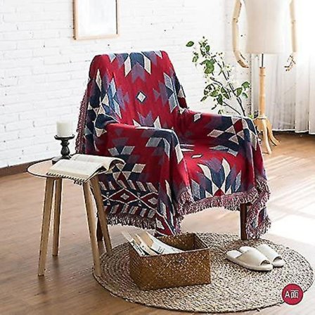 100% Bomullsvevd Kastteppe Sofadekke Bordduk