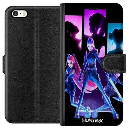 Yhteensopiva Lompakkokotelo Apple Apple iPhone 5s Tulevaisuutta ennustava tyttöryhmän kuva, jossa on neonvaloja ja voimakkaita värejä sci-fi-estee