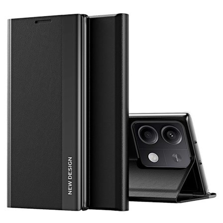 SKALO Xiaomi Redmi Note 13 Pro 5G Ultraslim PU nahkakotelo - Musta