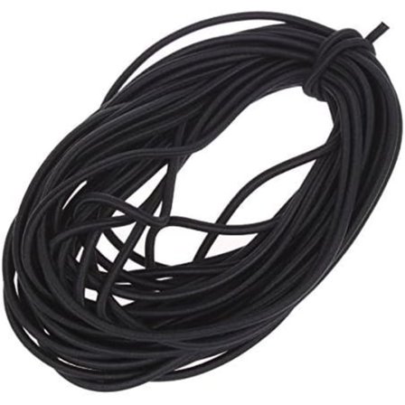 1/8-tomme (3 mm) Sort Kraftig Elastisk Rund Snøre (10 Yards Klippet) Sort Sort Sort