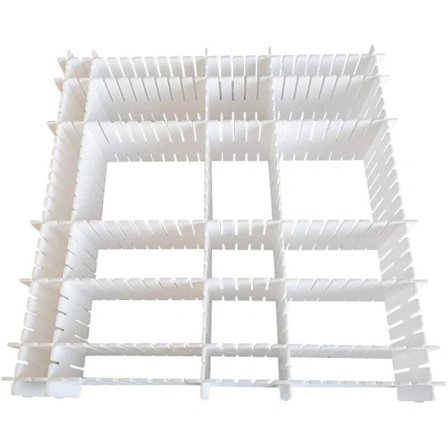 12 stk Skuffeinnredning, Justerbar Skuffeorganisator for Undertøy, Sokker, Sminke, Kontorrekvisita, Hvit