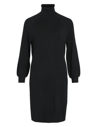 Viostria Roll Neck L/S Knit Dress - Noos Knælang Kjole Black Vila