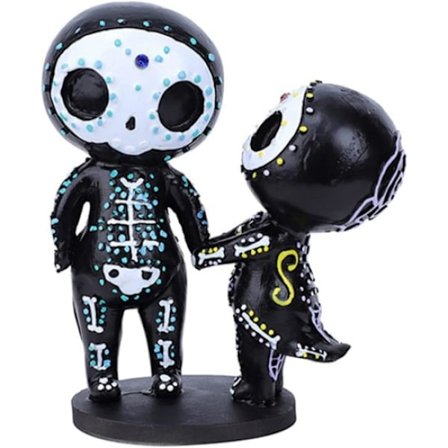 1 stk. Sukkerskalle Par Rose Figur Til Døden Resin Samleobjekt