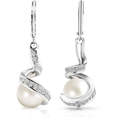 Hängande Örhängen, Odlade Pärlor, 18K Silverpläterade, Långa