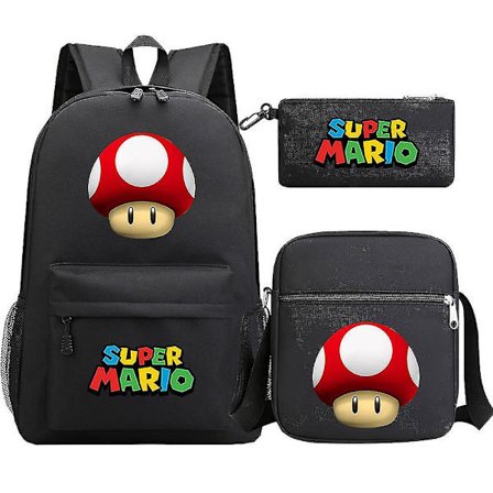 Super Mario Ryggsäck För Tonåringar Flickor Pojkar | Kawaii Vattentäta Skolväskor i Canvas | 3st Laptop Mochilas Ryggsäckar